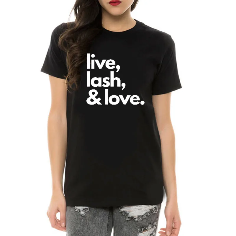 Футболка женская хлопковая летняя с коротким рукавом и принтом Love Lash Love|Футболки|