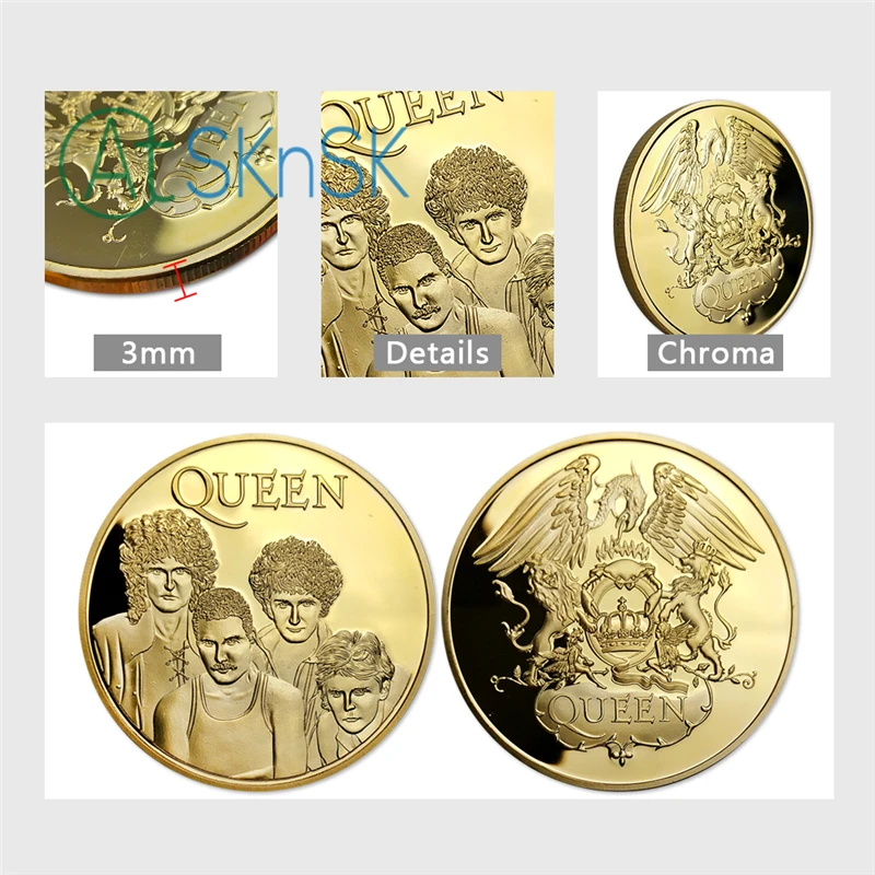 British Queen Rock Band Silver Plated Commemorative Coin Gold Plated Metal Coins For Fans Collection