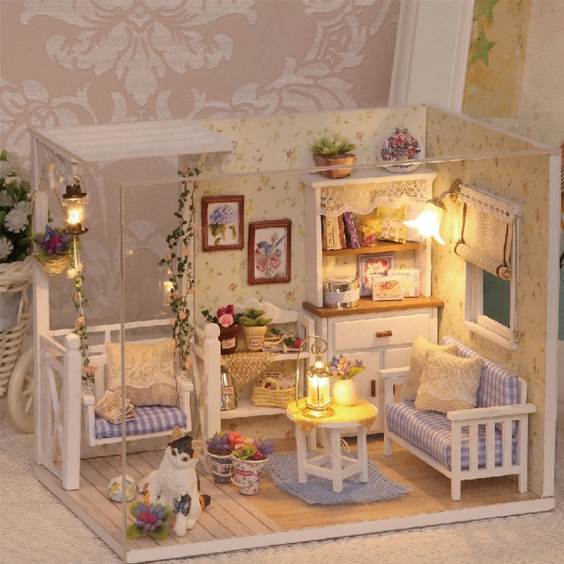 DIY Кукольный дом мебели ручной миниатюрный Пылезащитный чехол 3D деревянный кукольный домик игрушки для детей Рождественский подарок