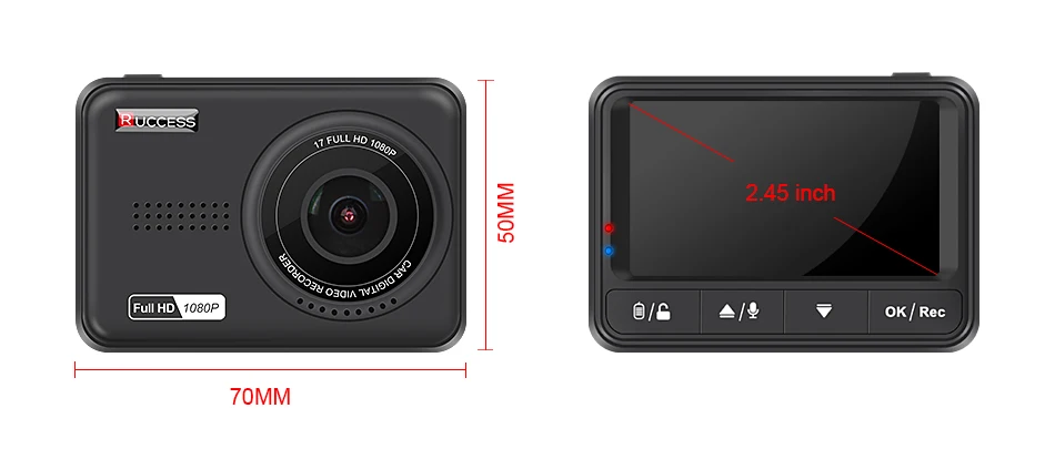 8 Ruccess H550 Dash Camera Car DVR FULL HD 1080P Novatek 96658 IMX323 WDR Parking Guard 170 Degree 2.45 inch IPS Screen