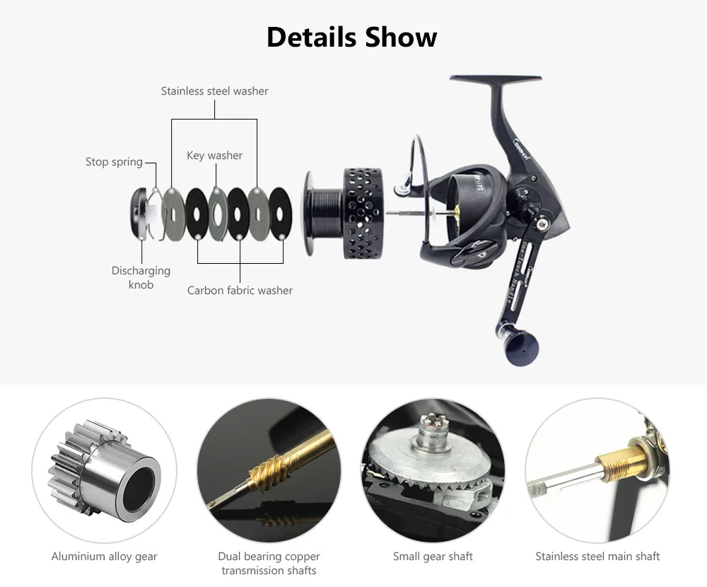COONOR SA11 11 + 1BB 5.5:1 Lightweight Spinning Fishing Reel with Foldable Handle