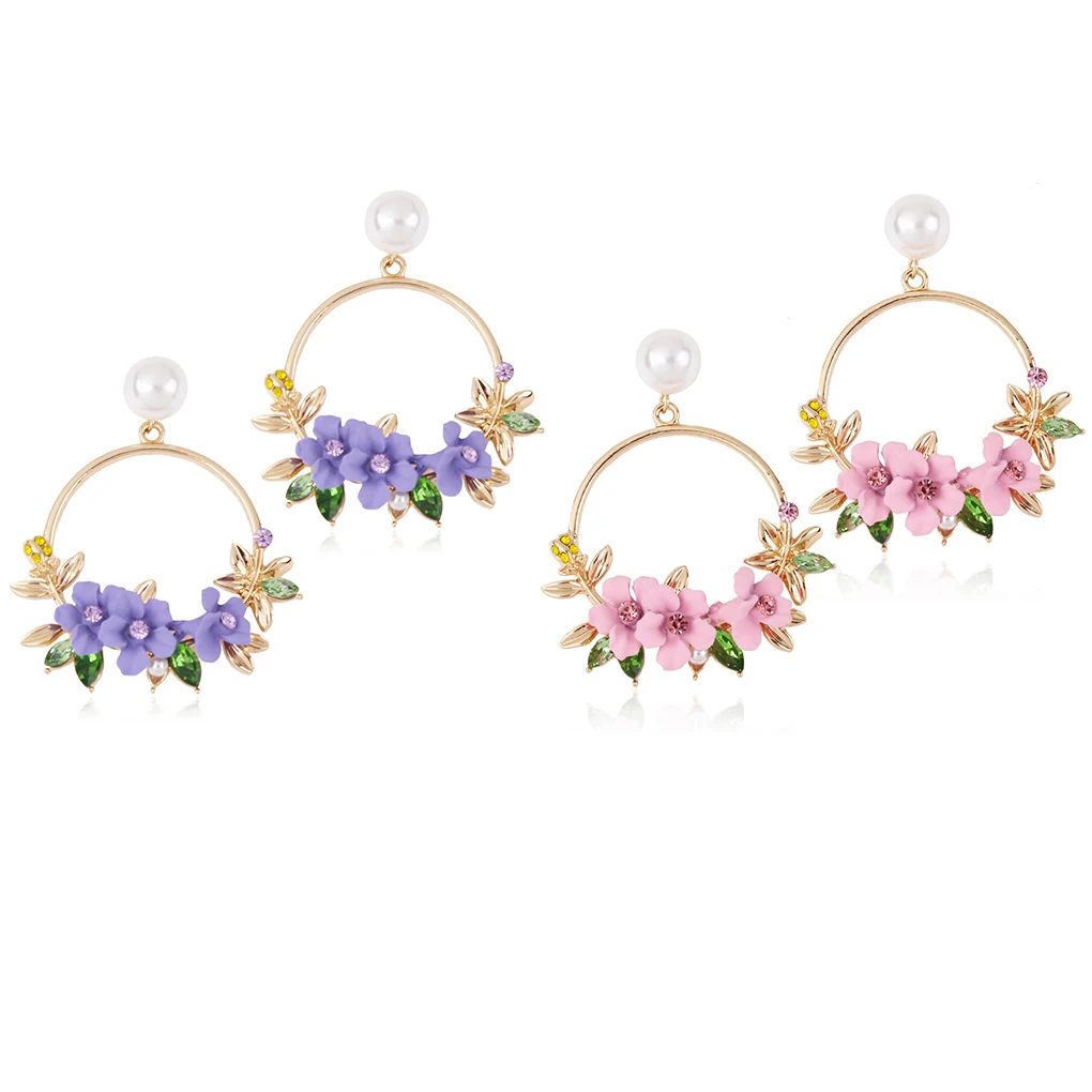 

Floral Design Women Girls Earrings Ear Studs Resin Alloy Earrings Personality Fashion Jewerly