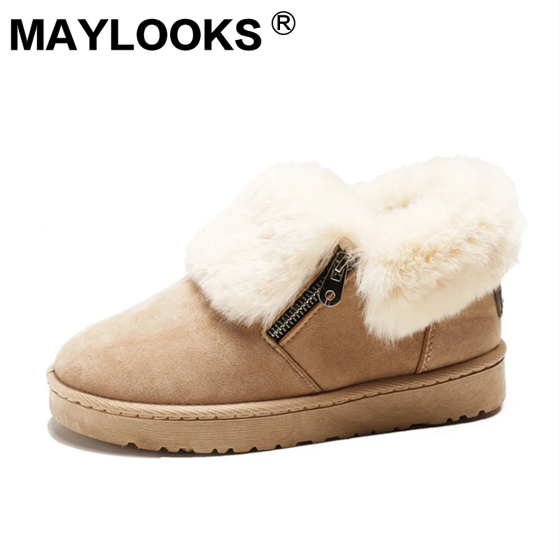 

Fashion warm snow boots Women's snow boots warm suede low cut zipper metal buckle platform cotton boots shoes woman C2-1