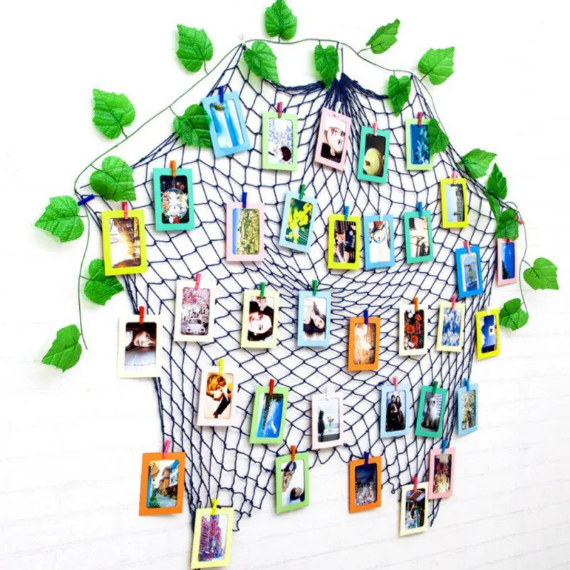

2019 New Net Photo Hanging display with 40 Clip by Fishing Net Wall Stickers Decor Picture Frames Photos Organizer decoration