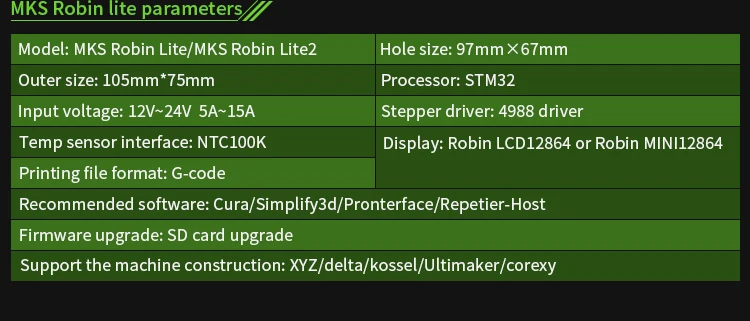 3D принтер доска STM32 MKS Робин lite серия материнская плата несколько размеров ЖК-экран с открытым исходным кодом программное обеспечение совместимо с Marlin2.0