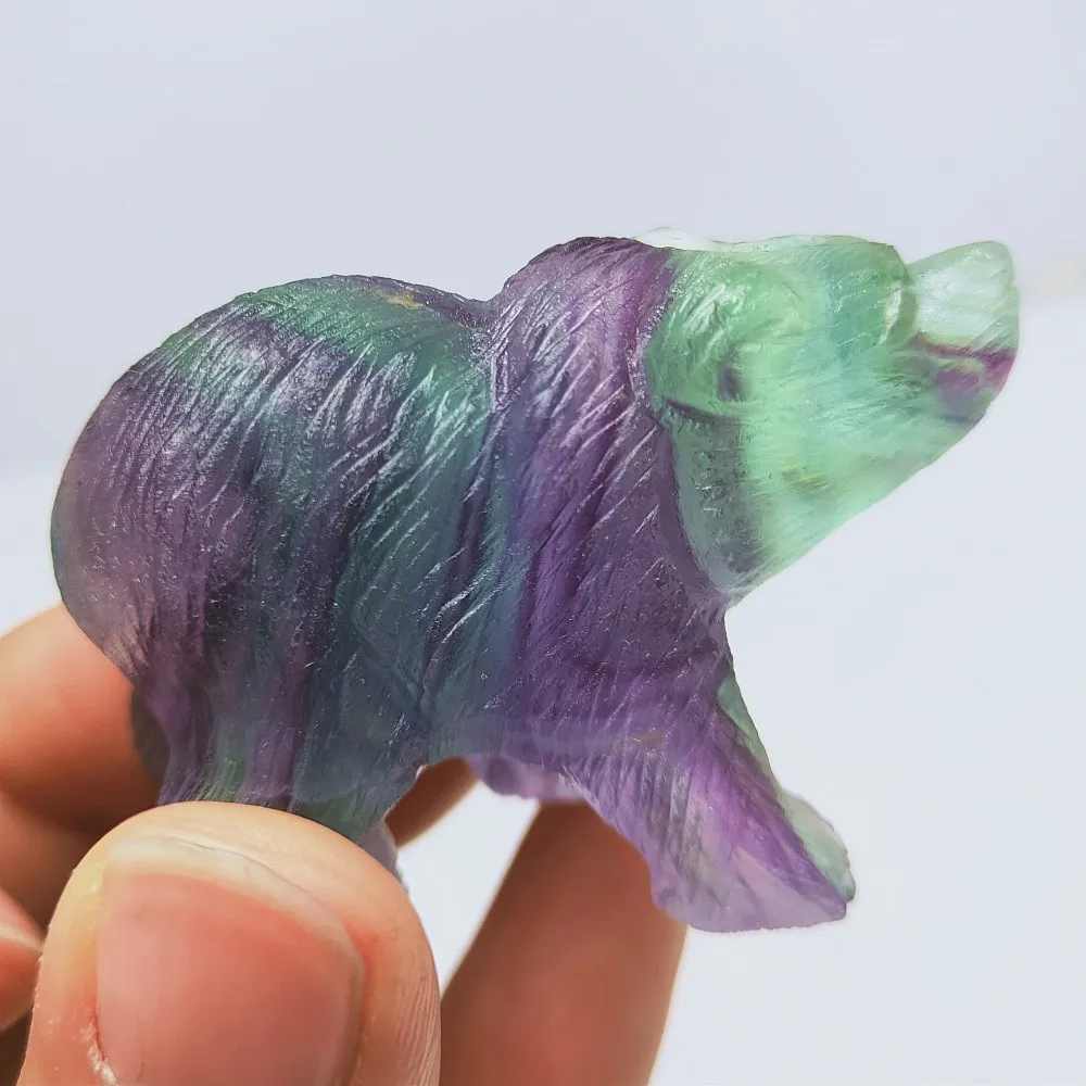 2inches Quartz bear natural colorful fluorite crystal bear Handcraft