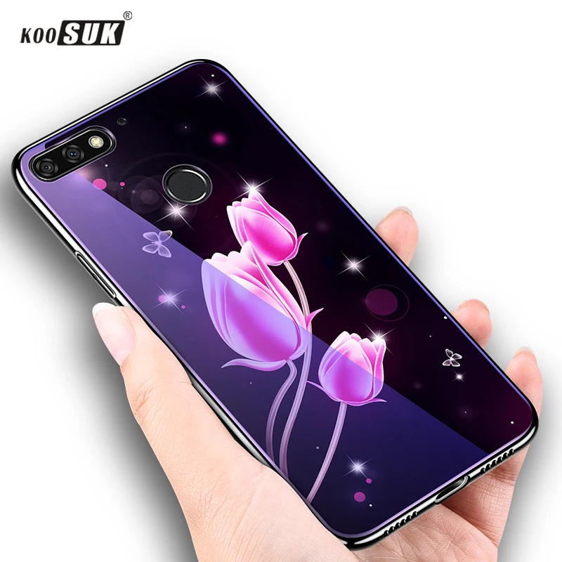Чехол для Huawei Honor 7A Pro Y6 Prime 2018 чехол с градиентом закаленное стекло задняя крышка