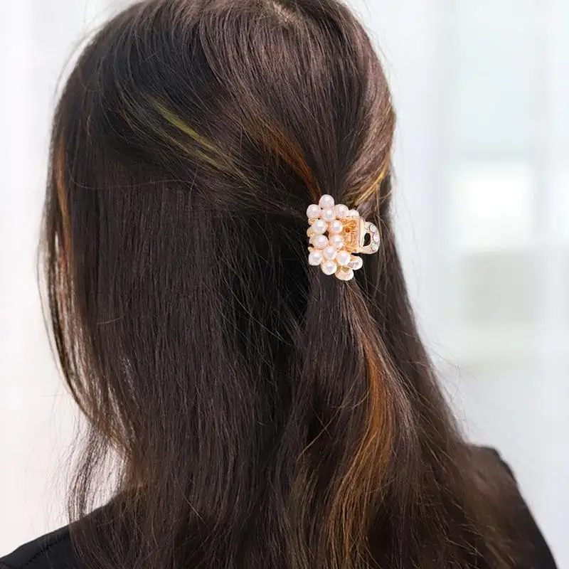 

1Pc Luxury Rhinestone Pearls Metal Geometric Hairpins Crab Hair Claws Butterfly Hair Clips Barrette Headwear for Women Girls
