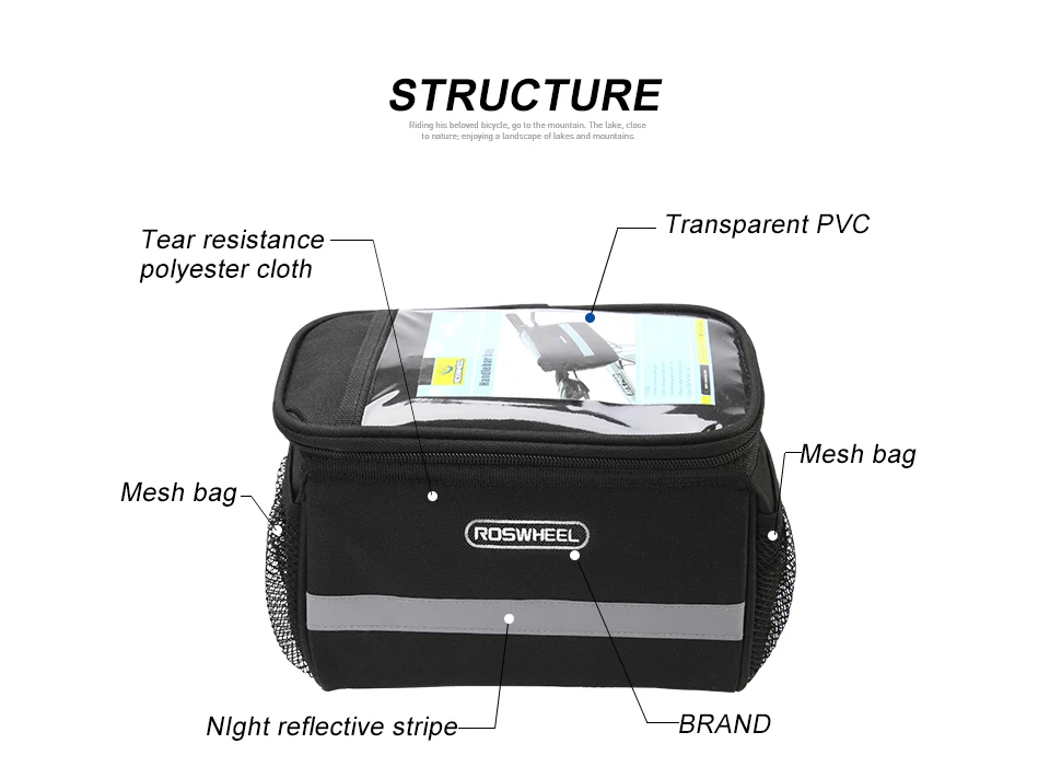 ROSWHEEL велосипедная сумка, велосипедная передняя рама, сумка на руль, велосипедная сумка на голову с сенсорным экраном, ПВХ, сумки для телефона, велосипедные аксессуары