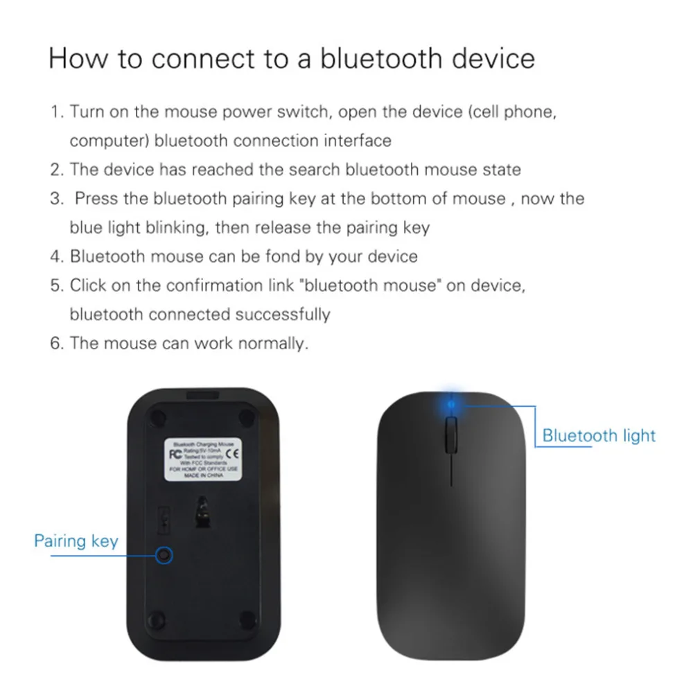 Черная ультра-портативная ультра-тонкая Bluetooth 3,0 Беспроводная мышь перезаряжаемая компьютерная мышь VMW-181 для ноутбука