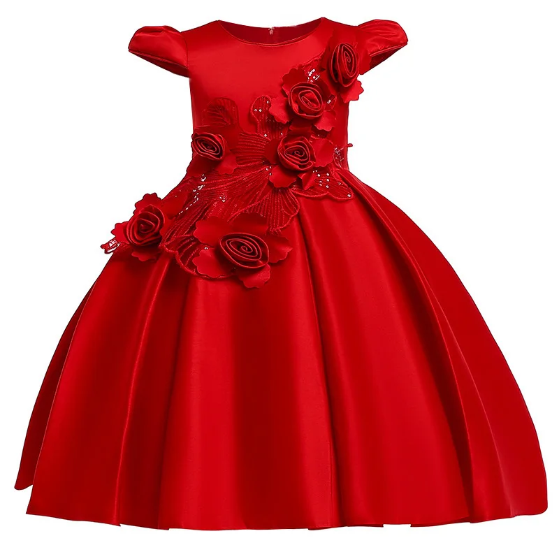 

Flower rose girl dress children's clothing kids elegant wedding dress girl princess party costume for baby girl tutu clothes