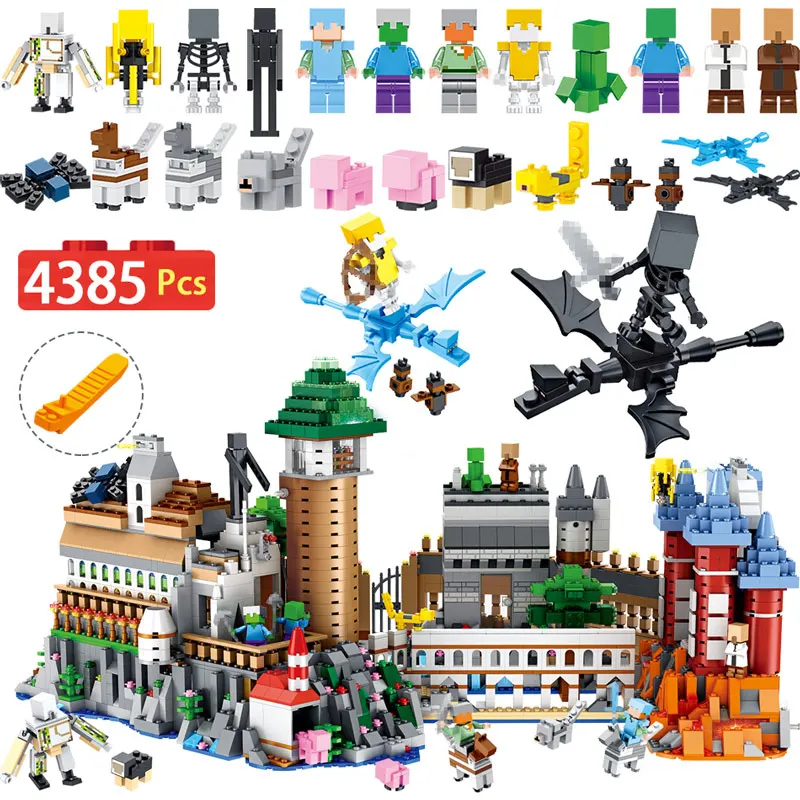 

4385PCS My World Building Blocks Kit Compatible LegoINGLYS Minecraft Castle Large Magic Technic Model Bricks Children Toys