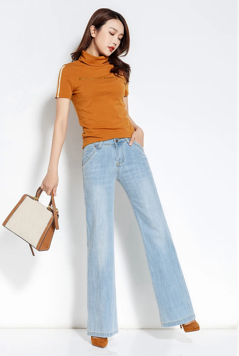 Женские джинсы с широкими штанинами, большие размеры, синие джинсовые длинные штаны, женские повседневные свободные винтажные тонкие брюки, сезон весна-лето