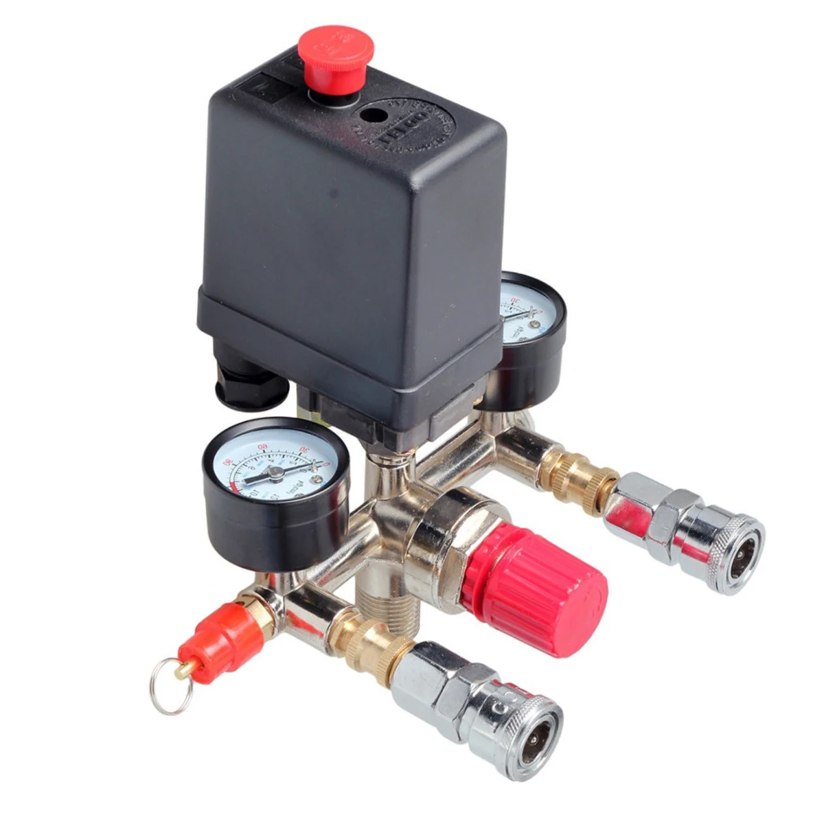 

230V Adjustable Pressure Switch Air Valve Manifold Air Compressor Switch Pressure Valve Control Regulator Gauge Set