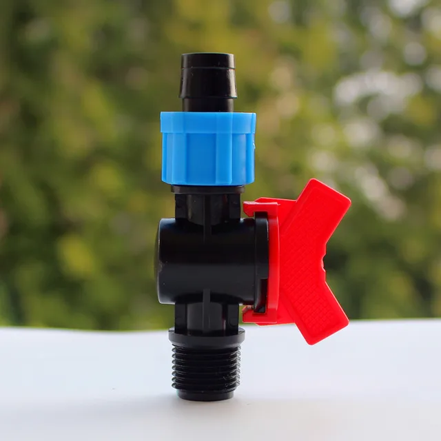 10pcs/pack 5/8inch Loc Drip Tape x 1/2 Male with Red Handle Shut off Valve Drip Irrigation