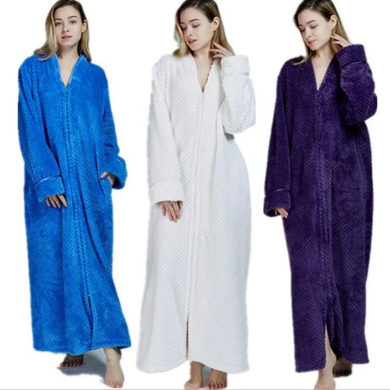 

Autumn And Winter Velvet Pregnant Women Warm Nightdress Thickening Long Paragraph Flannel Bathrobe Female Home Service A119
