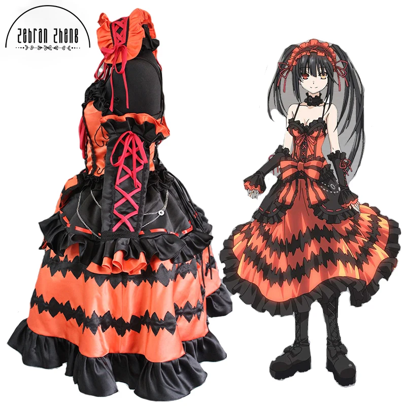 

New Arrival Date A Live Cosplay Costume Tokisaki Kurumi Hallween Party Costume Dress For Women Girl Custom Made