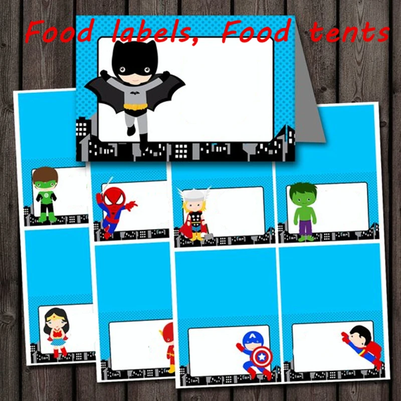 Мстители герой Супермен баннер Капитан Америка Бэтмен Железный человек выбирает Мальчик День Рождения украшения Дети бутылки с водой этикетки - Цвет: (1-1)12pcs