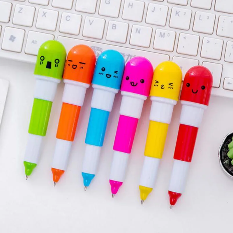 

1pc Cute Cartoon Capsule Ballpoint Pen Creative Kawaii Pills Ballpoint Pen Children Writing Stationery School Office Supplies