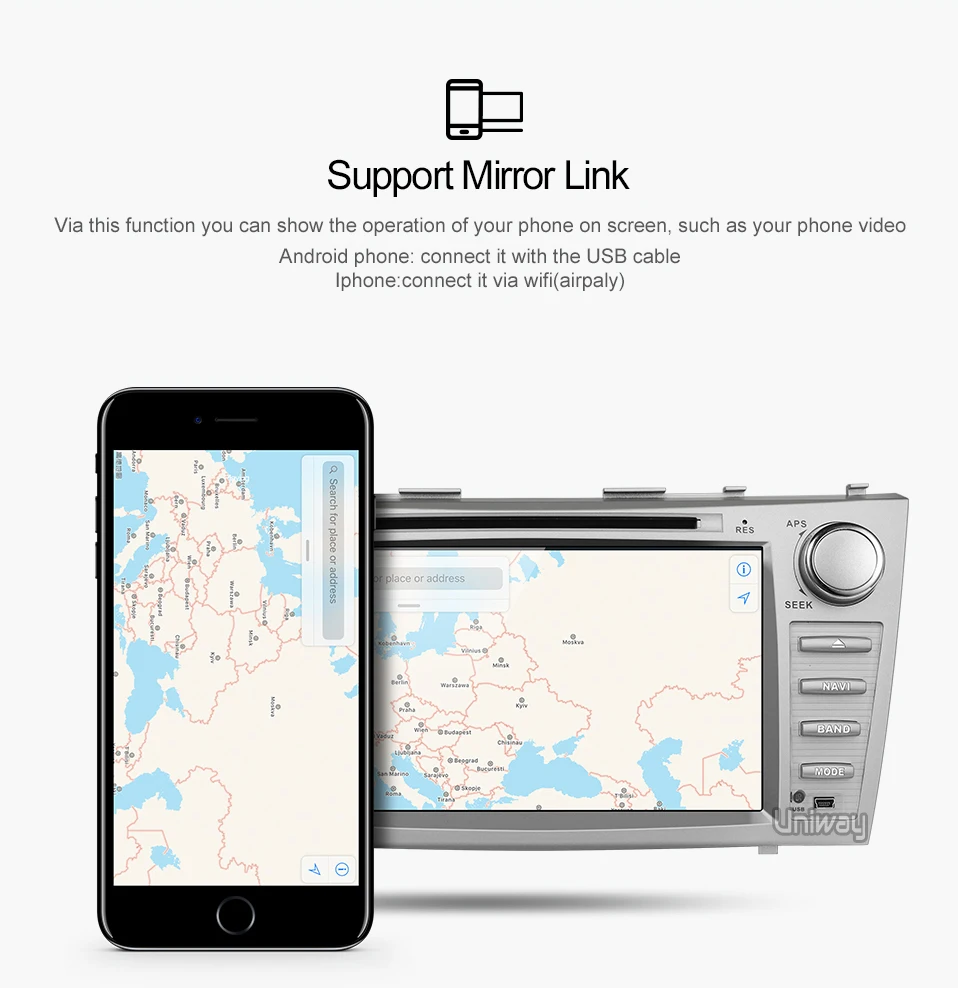 Flash Deal uniway ZKMR8071 2G+32G 2 din android 7.1 car dvd for toyota camry 2007 2008 2009 car radio gps navigation  with steering wheel 16