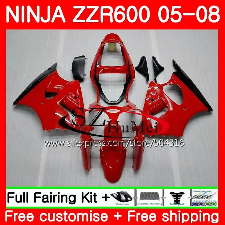 

Bodywork For KAWASAKI NINJA ZZR-600 ZX 600CC ZX600CC Factory red 14SH.18 ZZR 600 05 06 07 08 ZZR600 2005 2006 2007 2008 Fairings