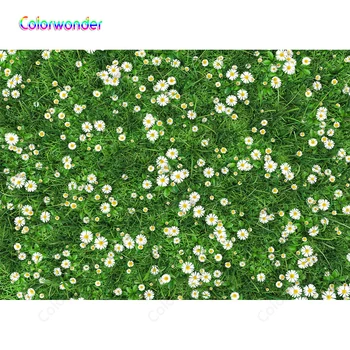 

Green Backgrounds White Flowers Petals with Yellow Hearts Green Leaves Photography for Wedding Party Photo Booth or Baby Shower
