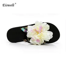 Eiswelt bohême fleurs mode femme plage flip flops été sandales antidérapantes pantoufles plate-forme # elq2