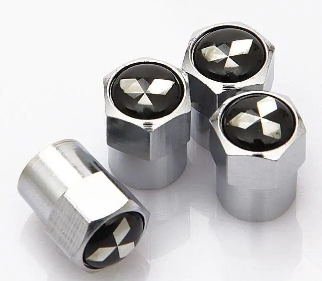 NEW Tire Wheel Rims Stem Air Black Valve Caps For Mitsubishi Lancer EVO Montero Outlander Grandis Sport Eclipse