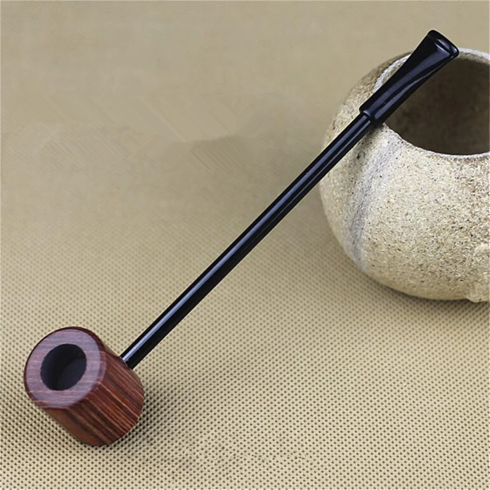 Ebony Wood Pipe Smoking Pipes Portable Herb Tobacco Pipes Grinder Smoke Gifts 2 Colors