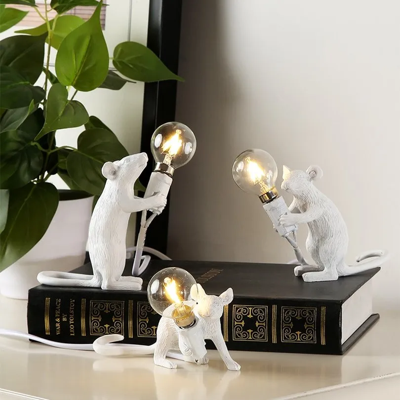  Nordic Style Designer Creative Mouse Table Lamp Bedside Bedroom Table Light Living Room Home Resin  - 33056382304