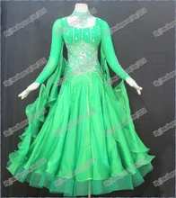 Green Modern Waltz Tango Ballroom Dance Dress, Smooth Ballroom Dress, Standard Ballroom Dress social dance clohting girl B-0223
