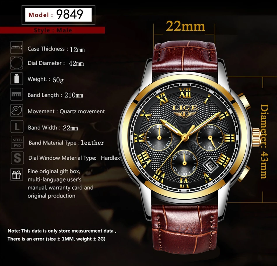 Relogio Masculino новые часы для мужчин люксовый бренд LIGE Хронограф Мужские спортивные часы водонепроницаемые полностью Стальные кварцевые мужские часы