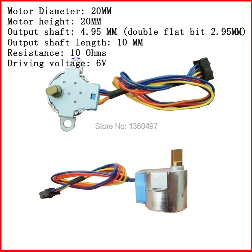 

5 Pcs 20MM dc 6v stepper motor with gear box Double flat shaft 4-Phase 5-Wire Micro Stepper Motor arduino