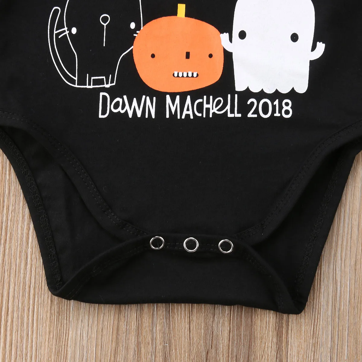 2020 Baby Halloween Costume Baby Fall Clothes Toddler Bodysuit Boy Happy Halloween Ghost Print Long Sleeve Baby Bodysuit Black