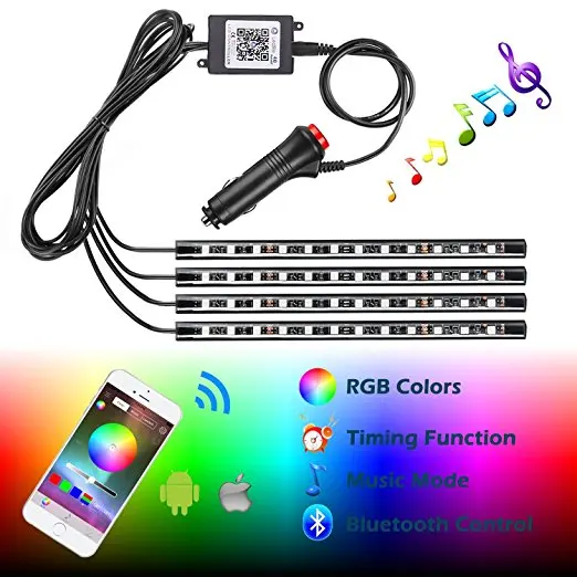 Goede Nieuwe Auto RGB LED Neon Interieur Licht Lamp Strip Decoratieve Sfeer Lights Draadloze Telefoon APP Controle Voor Android IOS 12 v