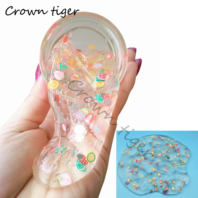 

1 box 50g crystal slime fruit/candy slime putty antistress slime diy draw transparent slime clear hand gum toy kid adult lizun