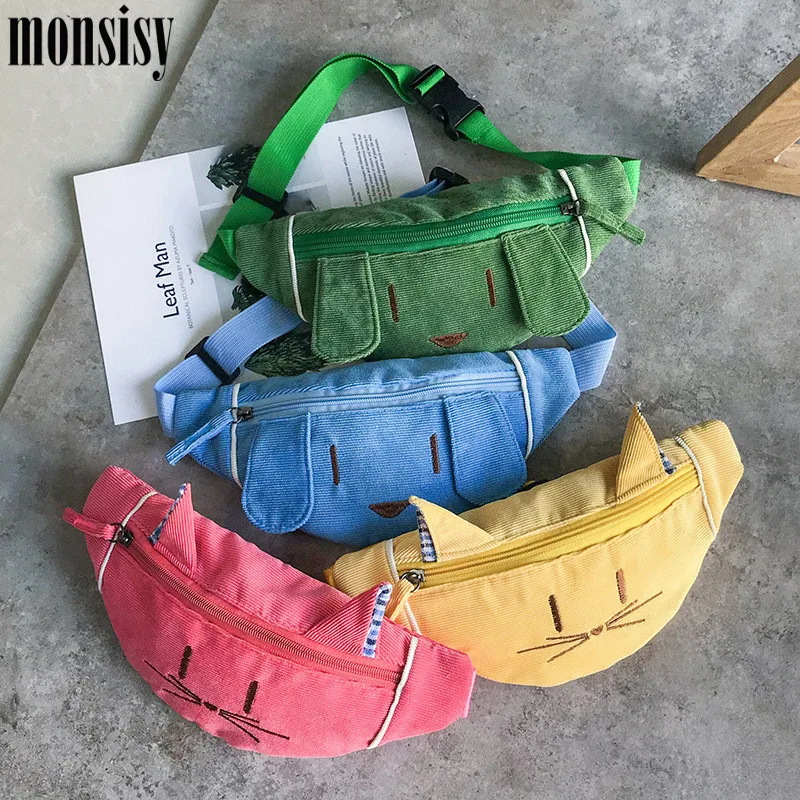 Monsisy Children Waist Packs Kid Fanny Bag Winter Cat Dog Chest Bag for Girl Toys Gifts Baby Wallet Money Waist Bags Belt Packs