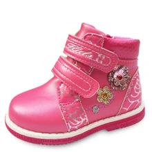 NEW 1pair flower Leather Children Boots Ankle sport girl Sneakers Autumn Kids Baby Sneakers