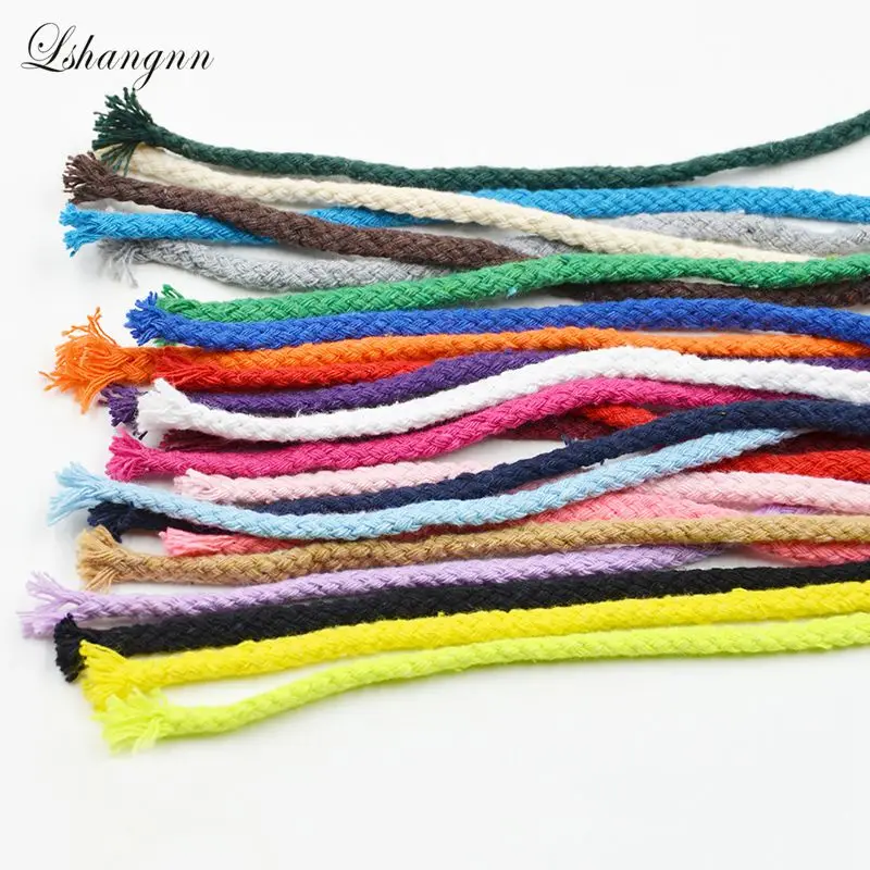 Lshangnn 5mm Diy accessories twisted round 100% cotton cord decoration rope Beige cotton rope hand woven drawstring 24color