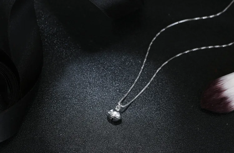 925 стерлингового серебра круглый колокол бусины подвески и ожерелья коробка цепи ювелирные изделия для женщин