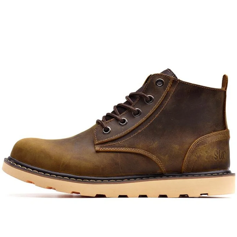 Marchand Cheville Homme Travail dark En Mode Bottes Noir marron Qualité Véritable Hommes Loisirs D'hiver Haute Cuir Nouveau Brown De W2DH9EI