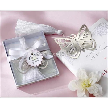 

FREE SHIPPING 100PCS Butterfly Bookmark with Elegant Silk Tassel Wedding Favors Butterfly Theme Party Favors Party Gifts
