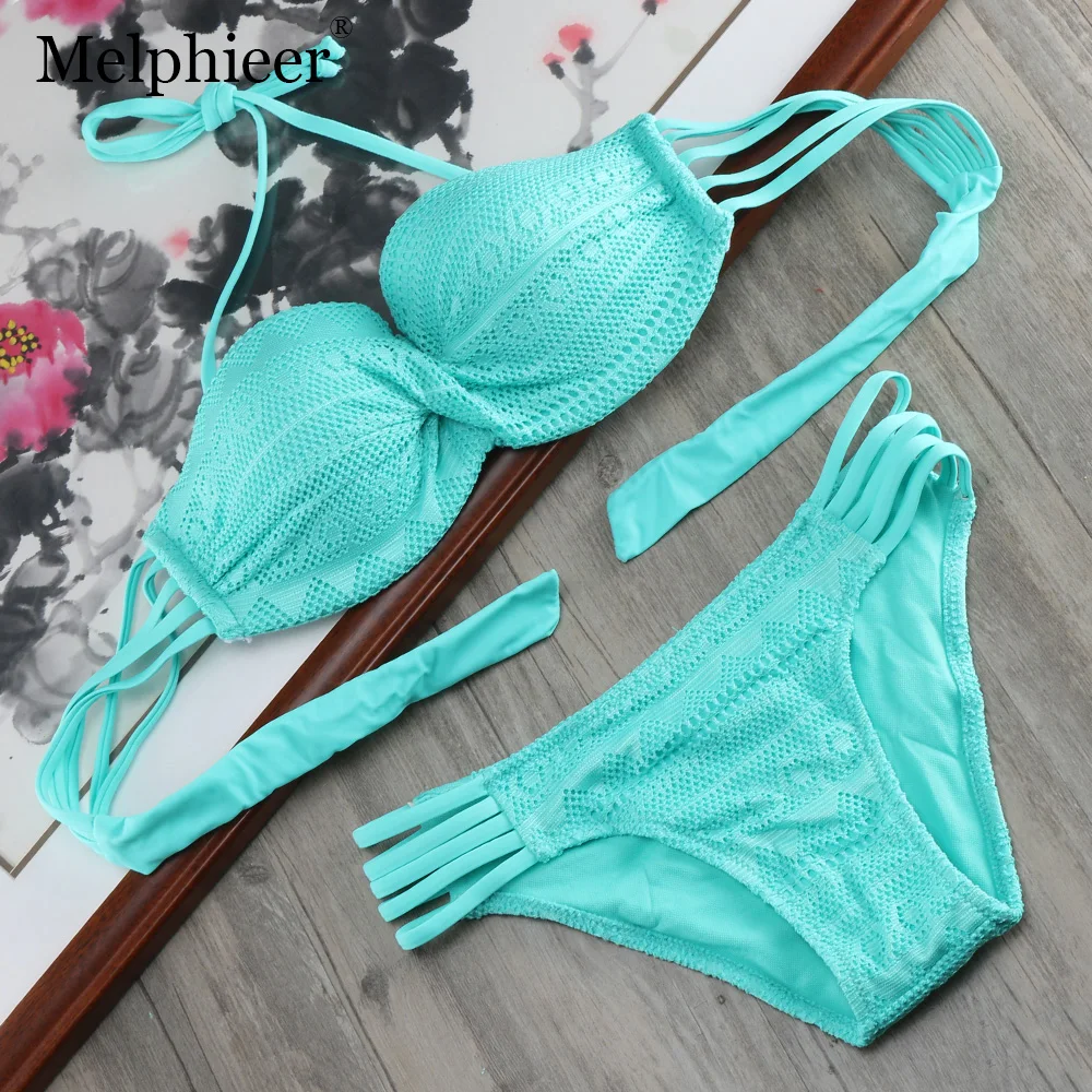 Billig 2019 heißer Spitze Push Up Solide Bikini Set Cut Heraus Bademode Bandeau Bikinis Frauen Schwimmen Anzug Verdrahtete Bh Baden anzug E610