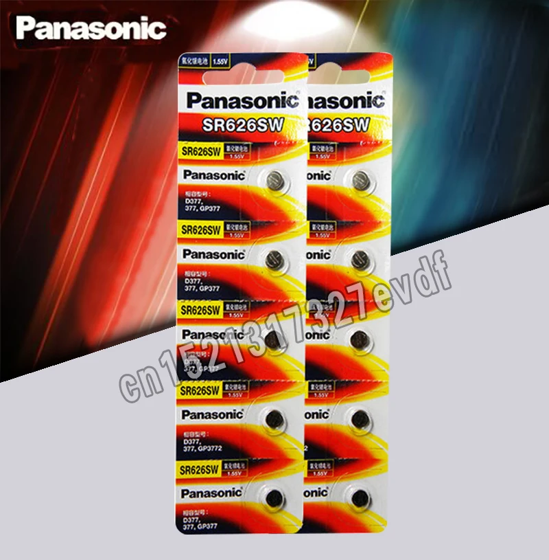 

10pcs/lot Panasonic Original SR626SW Button Cell Watch Coin Battery G4 377A 377 LR626 SR626SW SR66 LR66 Silver Oxide Batteries