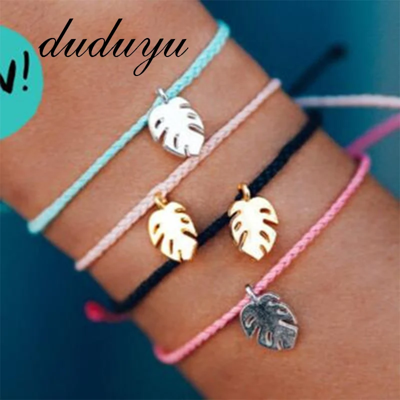 

Handmade Weave Charm Bracelet for Women Bohemia Natural Stone Bangle Gold Leaves Bracelets Party Wedding Female Jewelry Accessor