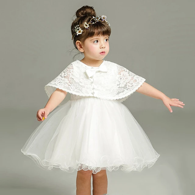 Robe blanche de baptême en Tulle pour bébé fille de 1 à 12 ans, tenue d' anniversaire pour nouveau-né - AliExpress