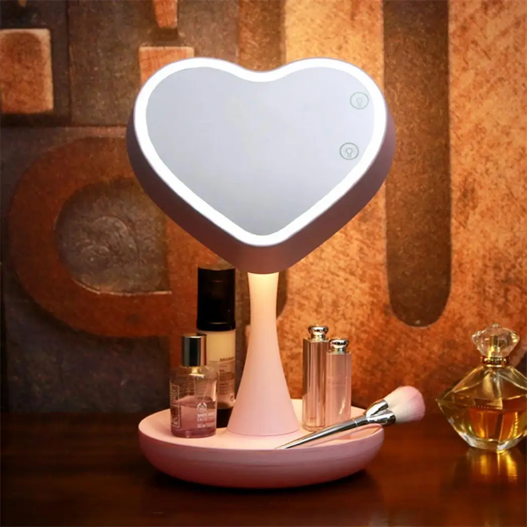 

LED Makeup Mirror Table Touch Sensor Cosmetic Mirror Pink, White USB Charging for Bedroom 3.8W 5V 2000 mAh