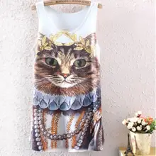 Лучшие продажи cat специальные печатные лето стиль жилеты для женщин Популярная, американская и Европейская Досуг Прохладный Женские Танки