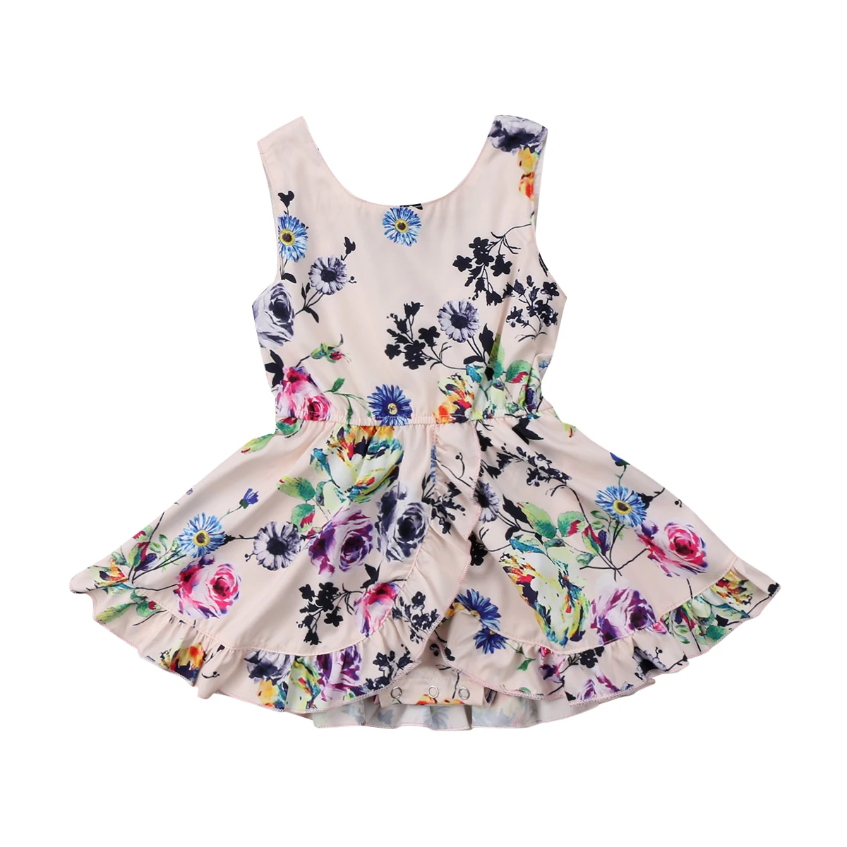 Newborn Kid font b Baby b font Girls Dress Summer Floral Pageant Party Princess Floral Sleeveless