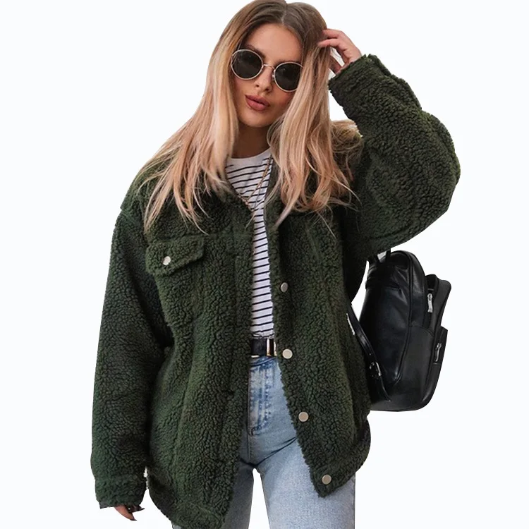 

Autumn Women Casual Streetwear 2018 New Fashion Wool Coats Female Pink Faux Fur Fur Coat Outwear Abrigos Mujer Invierno Winter